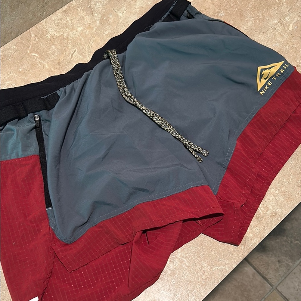 Men's Red and Gray Shorts
